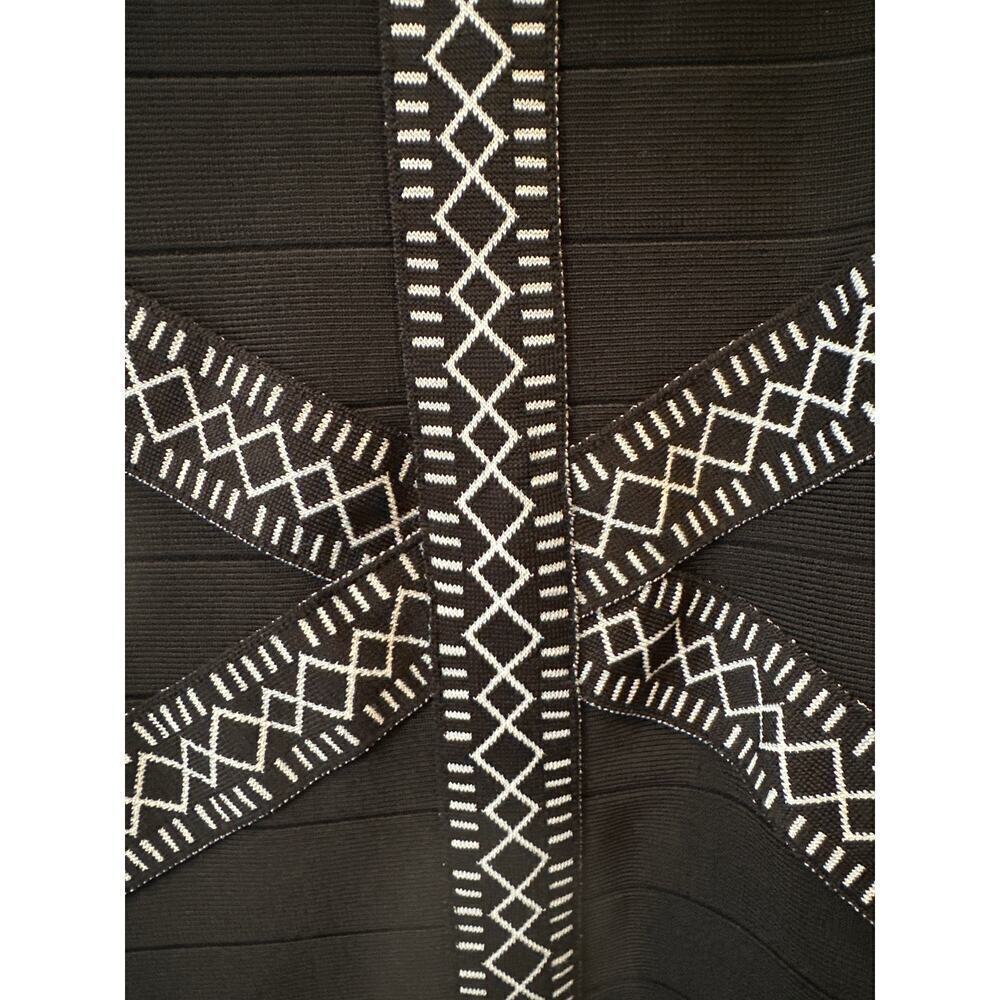 Bebe M Slim Fit Stretchy Black Dress with black and white design tank dress - Picture 3 of 6
